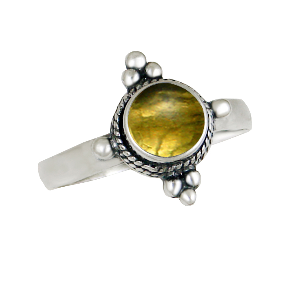 Sterling Silver Gemstone Ring With Citrine Size 7